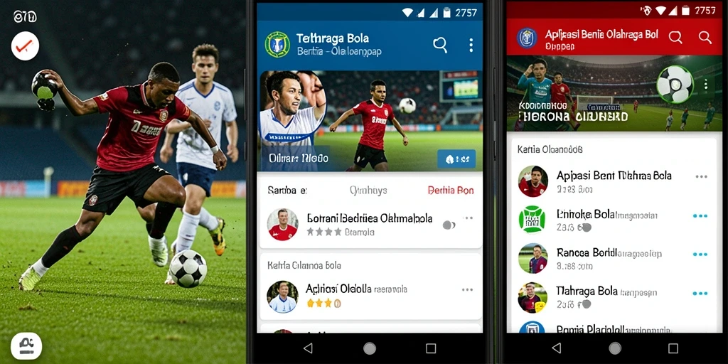 Screenshot utama aplikasi 2757 menampilkan antarmuka berita olahraga bola.