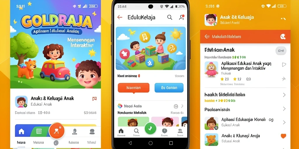 Tampilan antarmuka GOLDRAJA yang interaktif untuk anak-anak.