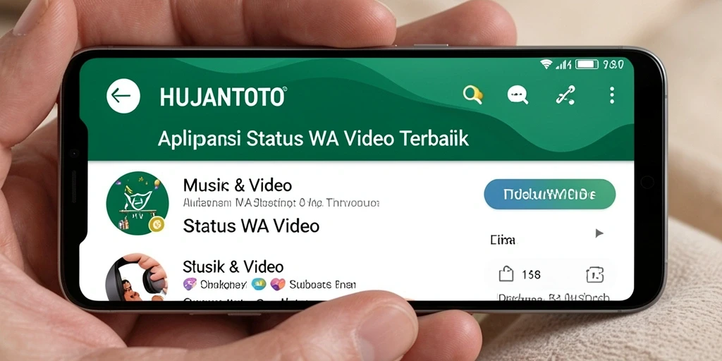 Tampilan antarmuka HUJANTOTO menampilkan berbagai pilihan video Status WA