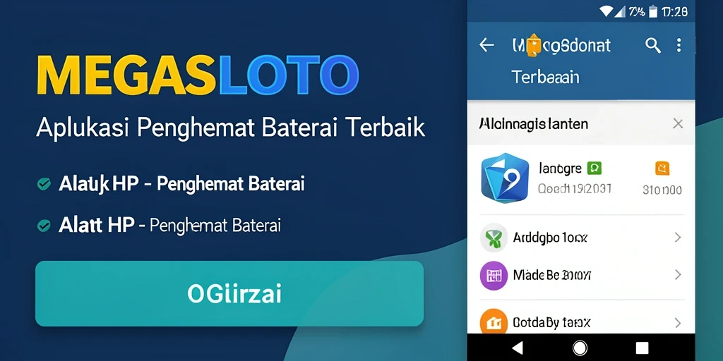 Antarmuka aplikasi MEGASLOTO yang menampilkan fitur Penghemat Baterai.