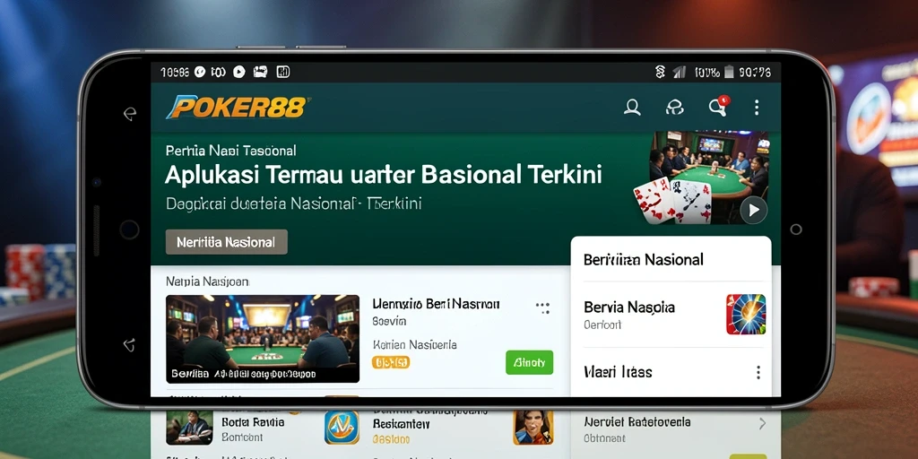 Antarmuka aplikasi POKER88 menampilkan berita nasional terkini.