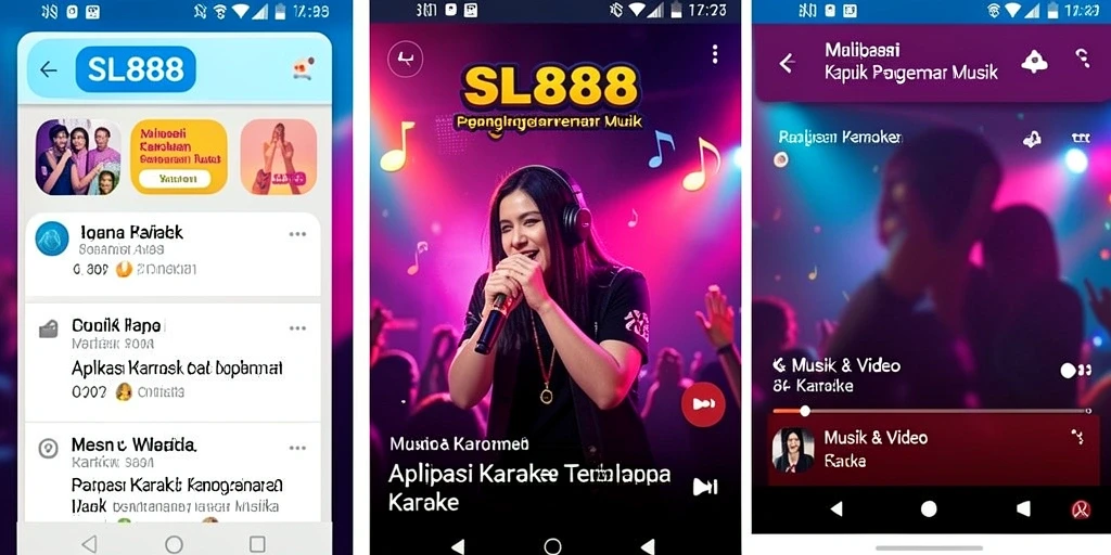 Tampilan antarmuka SL888 saat pengguna bernyanyi karaoke.