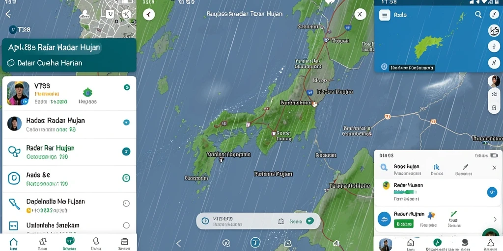 Antarmuka aplikasi VT38 yang menampilkan fungsi Radar Hujan dengan jelas.